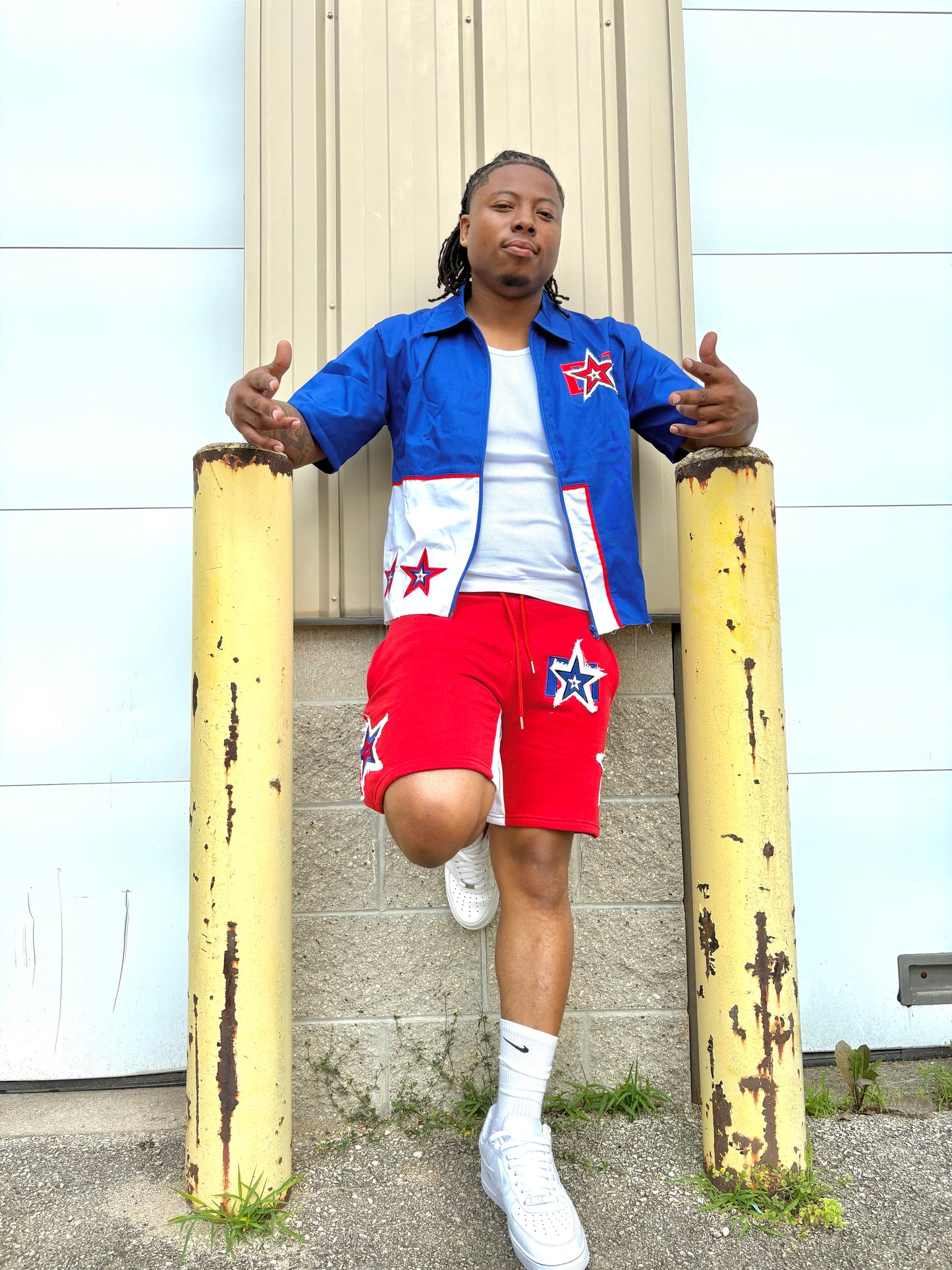 D1 Royal blue and Red two tone short set