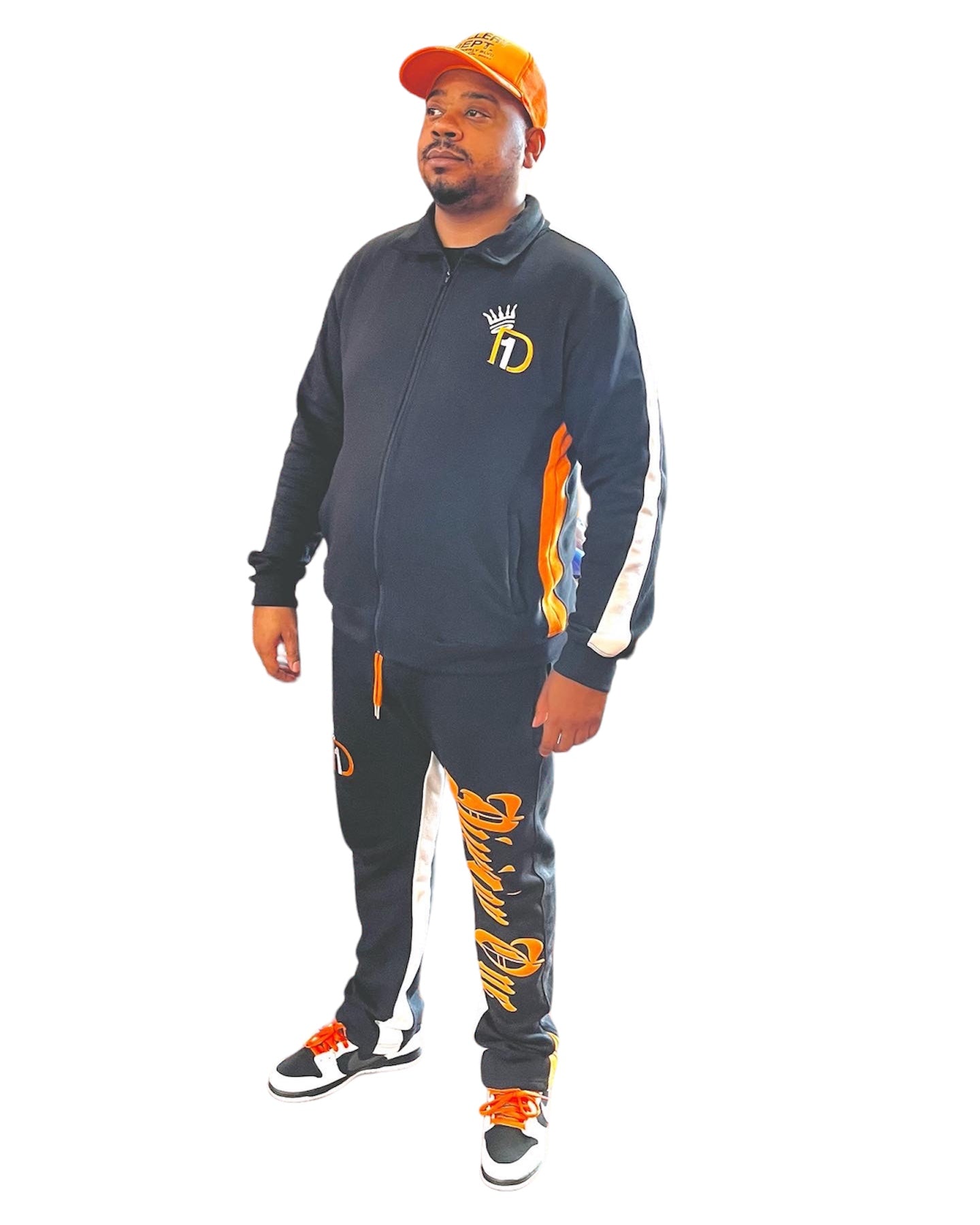 Orange black jogger set