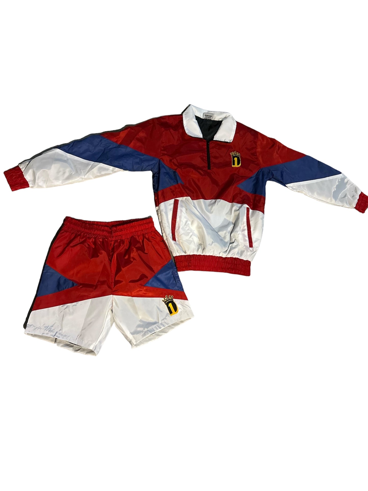 Red blue white D1 windbreaker short set