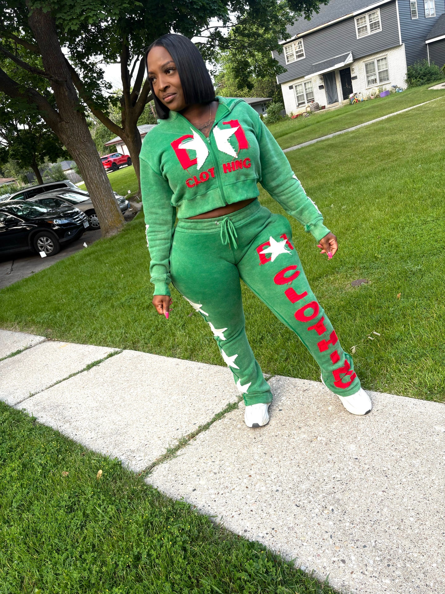 Ladies distress jogger set