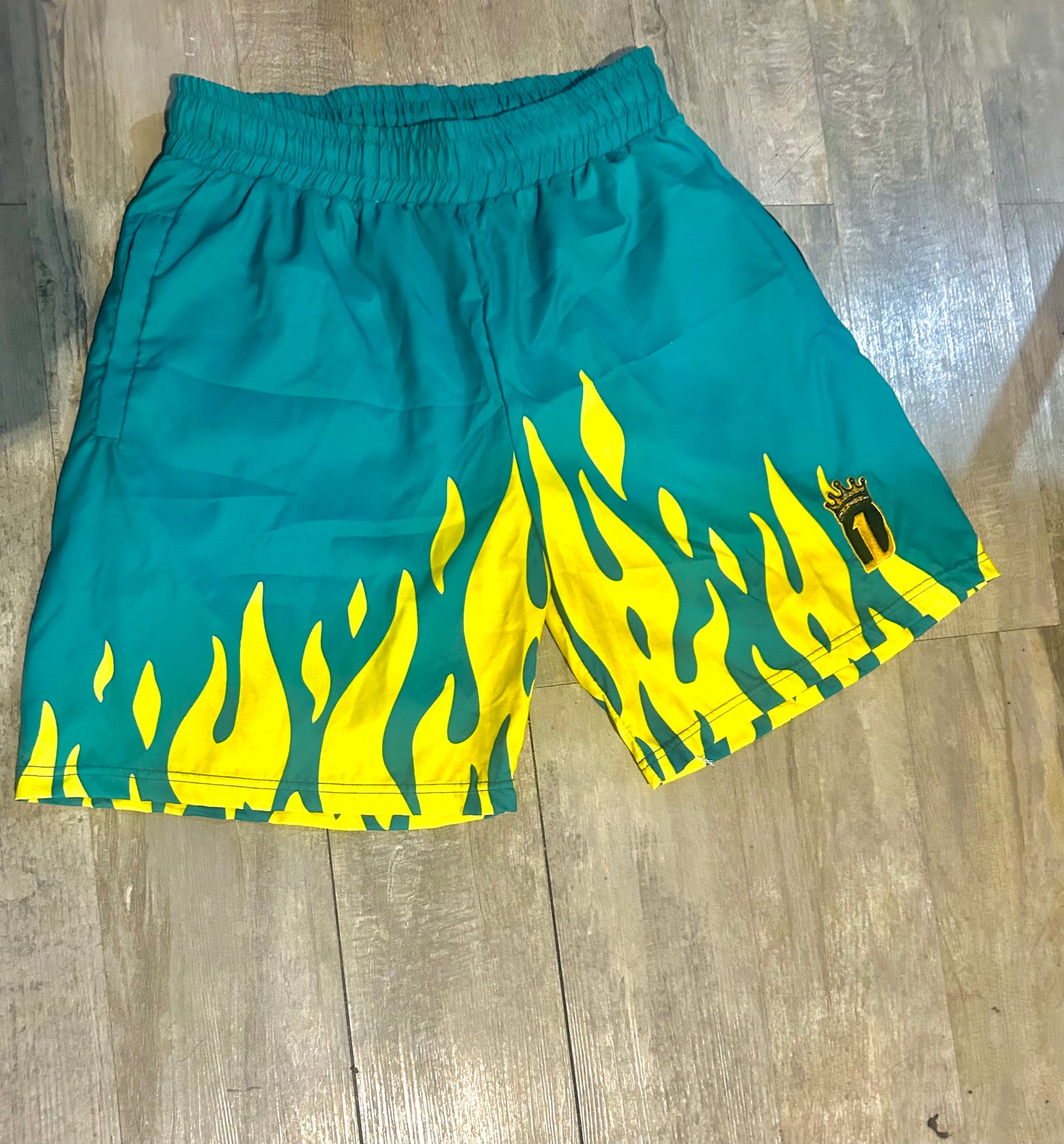 Fire yellow green D1 shorts